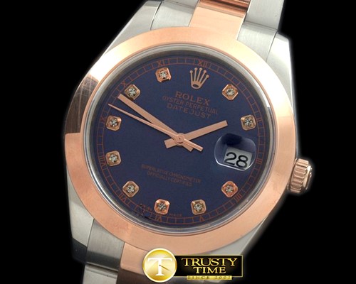 롤렉스 SS/RG Oyster Blue Diam Asian Eta 28362 -R2DJ0194F