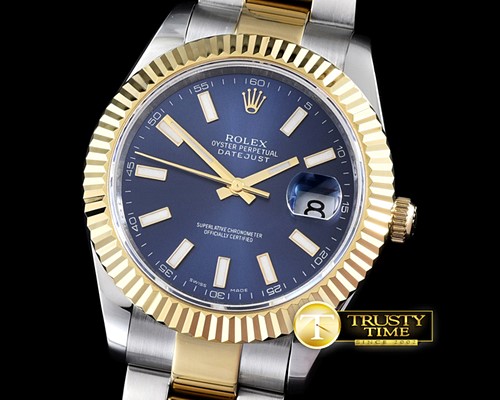 롤렉스 SS/YG Oyster Blue Stk Asian Eta 28362 -R2DJ0196G