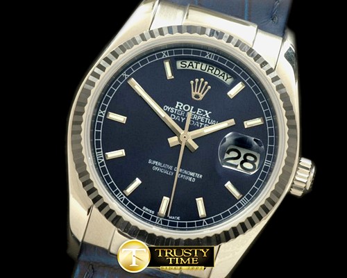롤렉스 DayDate Fluted Midnight Blue SS/LE Swiss Eta 2836/313 -RDD0174A