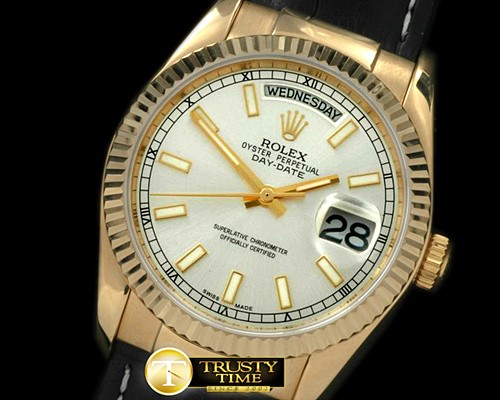 롤렉스 DayDate Fluted Silver YG/LE Asian 2836 -RDD0181A