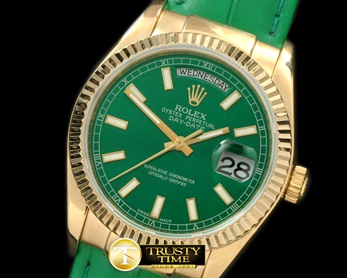 롤렉스 DayDate Fluted Green YG/LE Asian 2836 -RDD0181B
