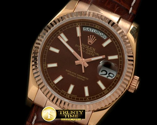 롤렉스 DayDate Fluted Brown RG/LE Asian 2836 -RDD0182B