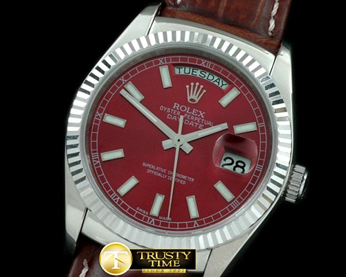 롤렉스 DayDate Fluted Burgundy SS/LE Asian Eta 2836 -RDD0183