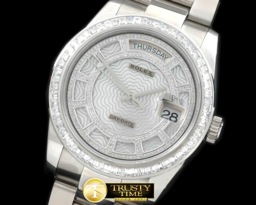 롤렉스 2014 Steel/Oyster White Wavy Grid Asian Clone 2836 -RDD0184D