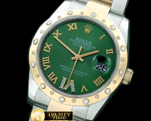 롤렉스 SS/YG Oyster Green Roman/Diam 2836 -RDJ0250B