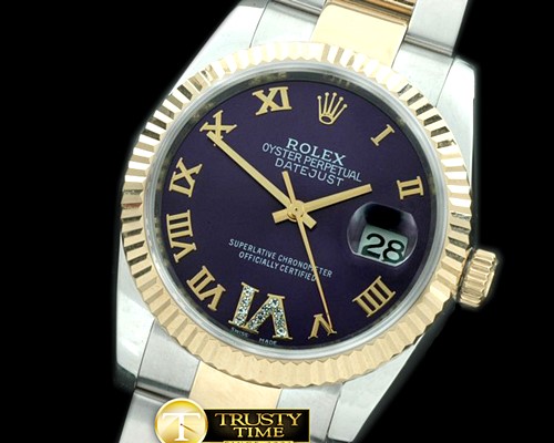 롤렉스 SS/YG Oyster Purple Roman/Diam 2836 -RDJ0250C
