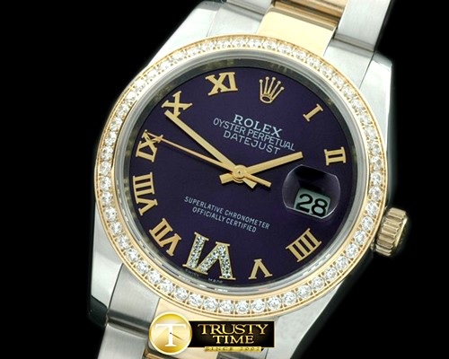 롤렉스 SS/YG Oyster Purple Roman/Diam 2836 -RDJ0250E