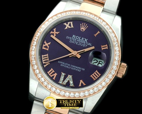 롤렉스 SS/RG Oyster Purple Roman/Diam 2836 -RDJ0251E