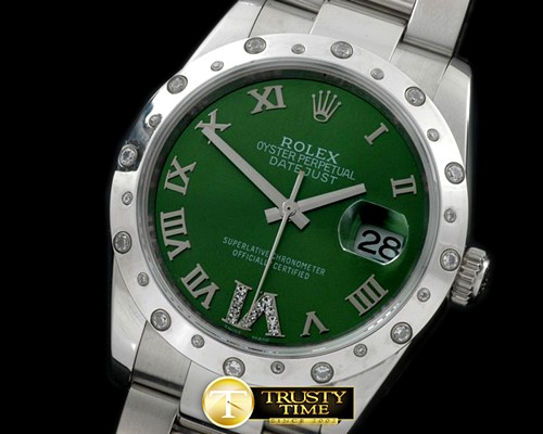 롤렉스 SS/SS Oyster Green Roman/Diam 2836 -RDJ0252B