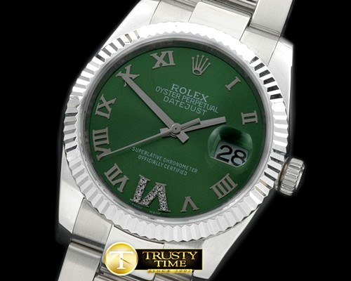 롤렉스 SS/SS Oyster Green Roman/Diam 2836 -RDJ0252D