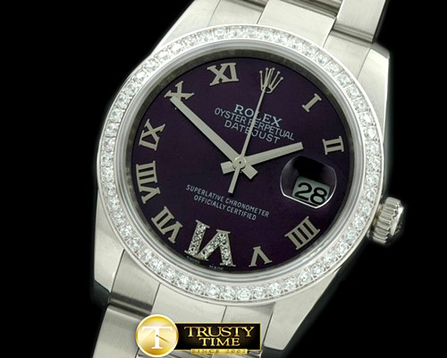 롤렉스 SS/SS Oyster Purple Roman/Diam 2836 -RDJ0252E