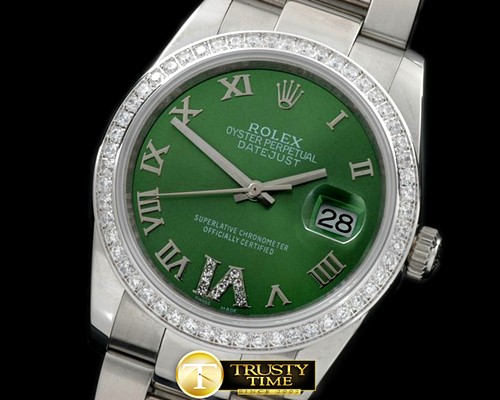 롤렉스 SS/SS Oyster Green Roman/Diam 2836 -RDJ0252F
