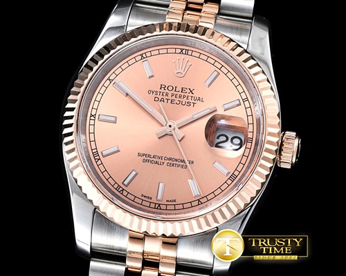 롤렉스 DateJust Rose Gold Stick TT/RG Jub BP Asia 2836 -RDJ0258B