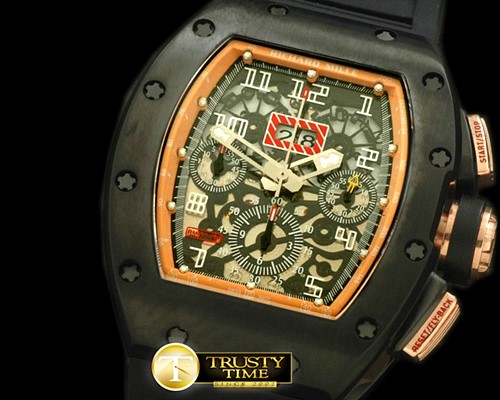 리차드밀 Carbon/Rose Gold Flyback PVD/RU Asian 7750 28800 -RM032