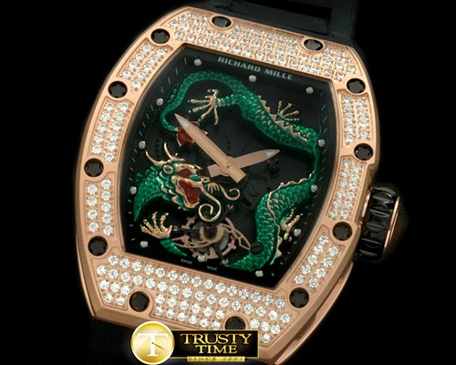리차드밀 Dragon Tourbillon RG/RU Black/Green Asian 21J -RM046B