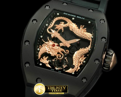 리차드밀 Dragon Tourbillon PVD/RU Black/Gold Asian 21J -RM047B