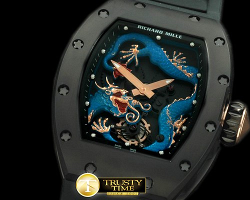 리차드밀 Dragon Tourbillon PVD/RU Black/Blue Asian 21J -RM047C