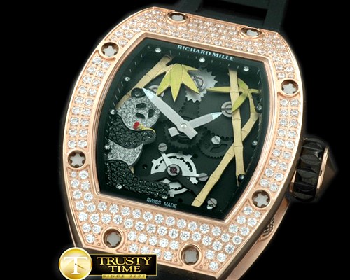 리차드밀 Panda Tourbillon RG/RU Skeleton Asian 21J Decorated -RM055A