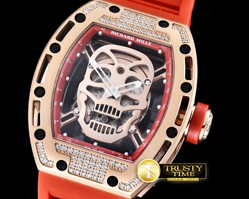 리차드밀 Skull Tourbillon RG/RU Red Asian 21J Decorated Movt -RM086A