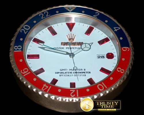 롤렉스 Dealer Clock GMT Style White Black/Red Swiss Quartz -ROLCLK027