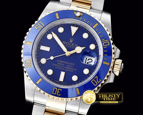 롤렉스 Submariner 116613 18K Wrapped TT Blue V7 Noob A2836 -ROLSUB183B