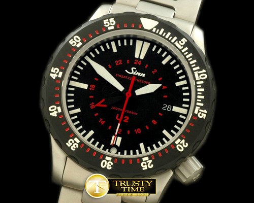 SINN U2 GMT SS/PVD/SS Black Swiss Eta 2836 Ind Adj -SINN039