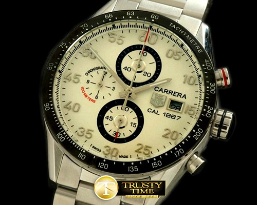 태그호이어 Carrera Date Chrono SS/SS White Jap Qtz -TAG0197A