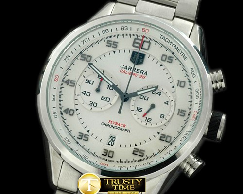 태그호이어 Carrera 50yrs Chrono SS/Ss White Jap OS20 Quartz -TAG0217A