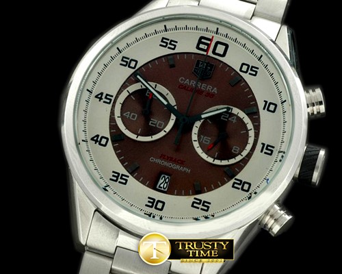 태그호이어 Carrera 50yrs Chrono SS/SS White/Brown Jap OS20 Qtz -TAG0217E