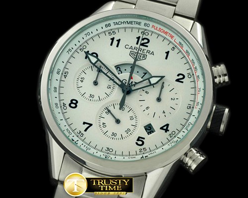 태그호이어 Carrera 50yrs GMT Chrono SS/SS White Jap OS20 Qtz -TAG0222B