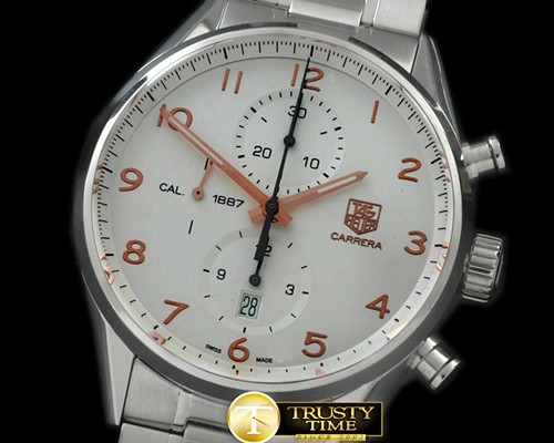 태그호이어 Carrera 1887 Vintage Chrono SS/SS White A7750 -TAG0280A