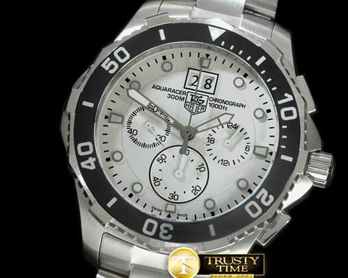 태그호이어 Aquaracer Big Date Chrono SS/SS White Jap OS Qtz -TAG0282A