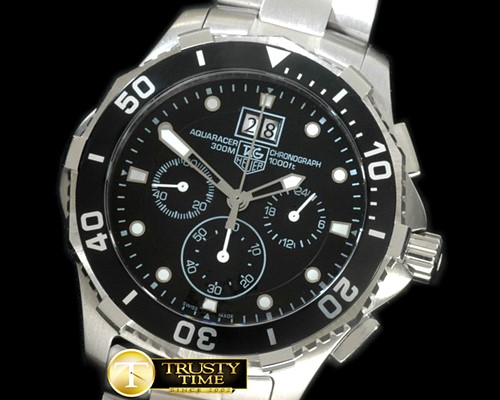 태그호이어 Aquaracer Big Date Chrono SS/SS Black Jap OS Qtz -TAG0282B