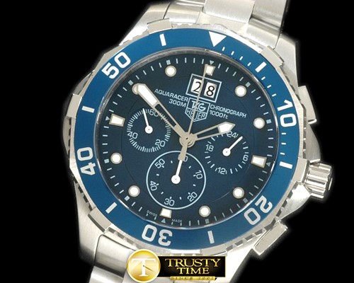 태그호이어 Aquaracer Big Date Chrono SS/SS Blue Jap OS Qtz -TAG0282C