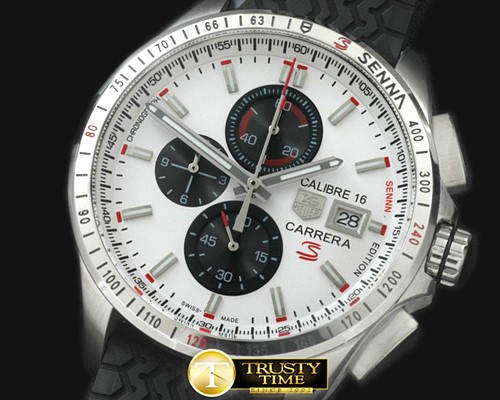 태그호이어 Carrera 16 Senna Ed Chrono SS/RU White OS20 Qtz -TAG0283