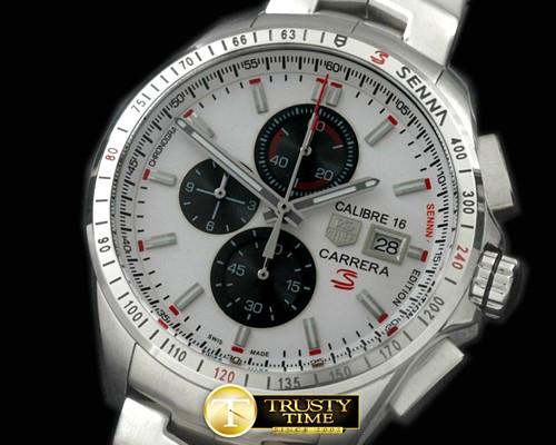 태그호이어 Carrera 16 Senna Ed Chrono SS/SS White OS20 Qtz -TAG0284B
