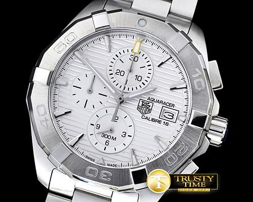 태그호이어 Aquaracer Calibre 16 Chronograph SS/SS Wht VK Quartz -TAG0298D