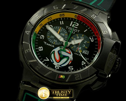 티쏘 Fifa World Ed Chrono PVD/RU Black/Green Swiss Eta Qtz -TIS001C