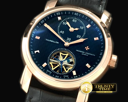 바쉐론콘스탄틴 Malte Tourbillon Duo Time RG/LE Black -VC059C