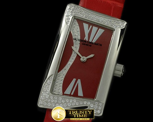 바쉐론콘스탄틴 1972 Ladies SS/Diam/LE Red Swiss Qtz -VC062C