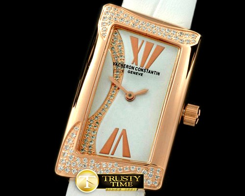 바쉐론콘스탄틴 1972 Ladies RG/Diam/LE White Swiss Qtz -VC063A