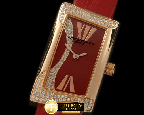 바쉐론콘스탄틴 1972 Ladies RG/Diam/LE Red Swiss Qtz -VC063C