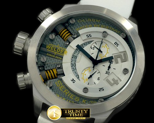 웰더 K38 Chronograph SS/RU White/Grey Jap Qtz -WLD011A